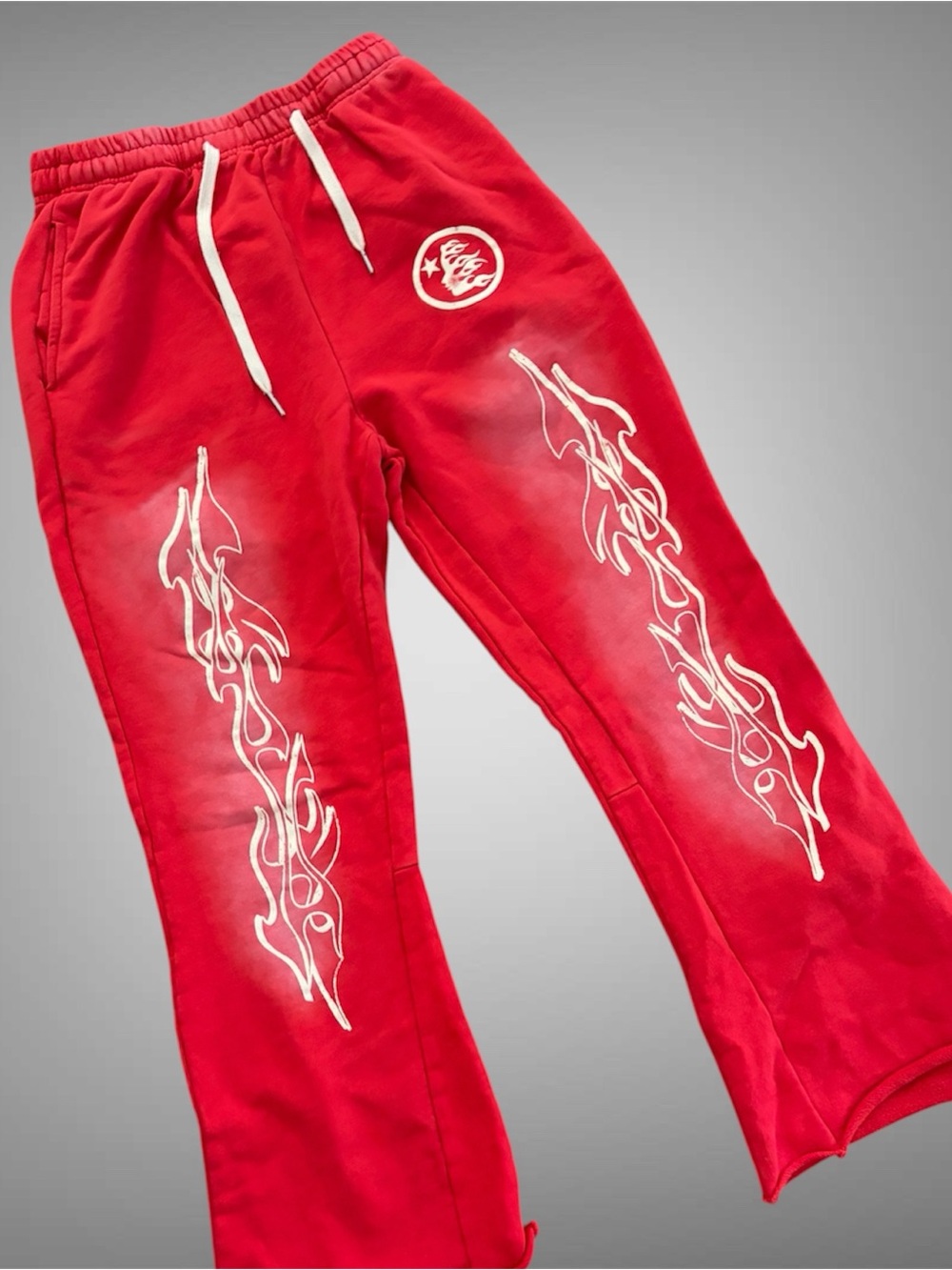 Hellstar Flame Flare Sweatpants in Red